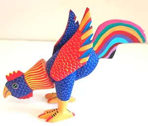 Alebrije Oaxacan Mexiko Huhn geschnitzt Holz handbemalt Volkskunst signiert - Bild 1 von 8