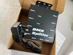 DMX PRO 8 WAY Opto Splitter *NEW* with 13a Power Supply Adapter 3 pin XLR -UK - Picture 1 of 10