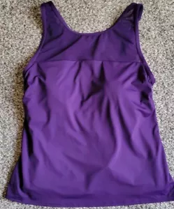 Damen lila 14 Schwimmen Top hochgeschlossen Netz gepolstert BH Lands' End bescheiden S615 - Bild 1 von 8