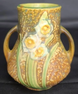 1931 Roseville Jonquil Arts And Crafts Pottery CeramicFlower Handles Vase 550 - Picture 1 of 5