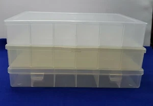 Lot Of 3 Pre-owned Plastic 17 Compartment Tackle Box Jewelry Craft Storage - Picture 1 of 8