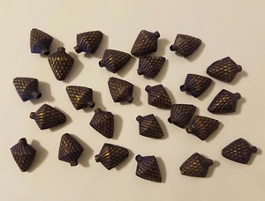 25 Pcs Vintage Purple & Gold Pointed Metal Textured Beads for Crafts or Jewelry - Picture 1 of 4