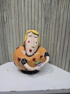 Allen Designs Blonde Lady Vase With Hearts 2005 - Picture 1 of 7