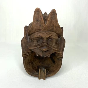 Cenicero figurativo madera tallada bandeja de cenizas polinesio tiki vintage - Imagen 1 de 6
