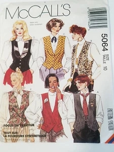 McCall 5064 6 VESTS size 10 bust 32.5 sewing pattern 1990 Uncut FF - Picture 1 of 10