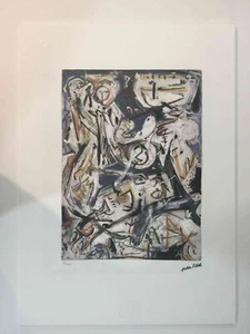 Jackson Pollock Litografia off set cm 50x70 firma su lastra con certificato - Foto 1 di 6