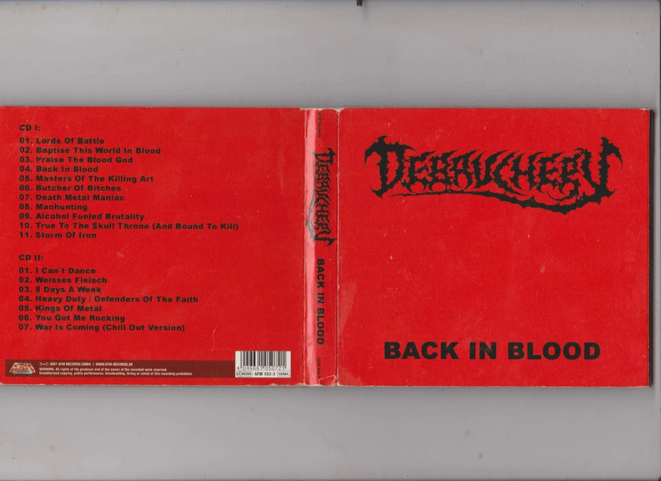 DEBAUCHERY - BACK IN BLOOD 2-CD DIGIPAK (AFM RECORDS 2007) - Bild 1 von 1