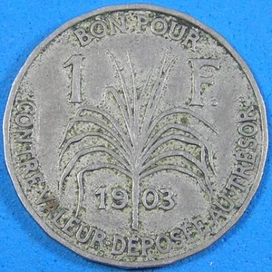 1903 Guadeloupe 1 Franc coin French Colony, KM-46, Combined Shipping - Picture 1 of 2