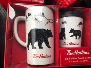 TIM HORTON'S  2018  Big & Little Bear Coffee Mug Tea Cup & Tumbler Set L/E NIB - Picture 1 of 3