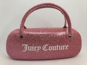 NEW Juicy Couture Kids Pink Glitter Hard Eyeglass Clamshell Case Purse W/ Handle