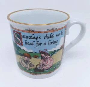 Royal Worcester Sue Scullard Birthday Mug Cup Saturday Child Fine Porcelain 1990 - Picture 1 of 9