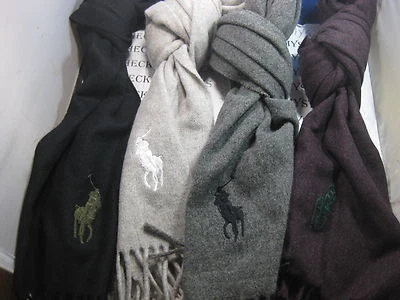 NWT NEW Polo Ralph Lauren Big Pony Italy Lambs Wool Neck Scarf MADE IN ITALY - Photo 1/4