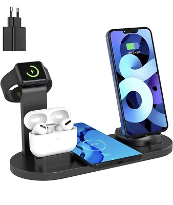 caricatore wireless 4 in 1, stazione di carica compatibile iphone e android - Immagine 1 di 4