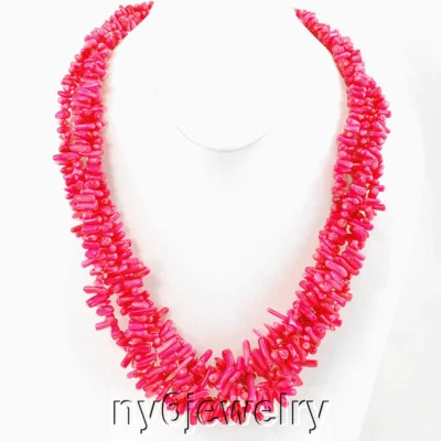 4 strands Hot Pink Natural Sea Coral Huge BIB Necklace 20"-22"'' FREE SHIPPING - Изображение 1 из 4