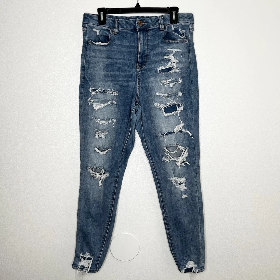 American Eagle Next Level Stretch Ripped Curvy High-Rise Jegging Jeans Size 14 - Image 1 of 4