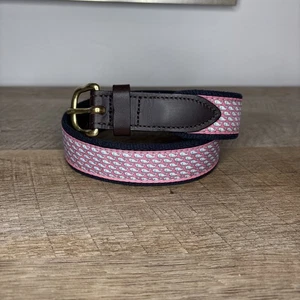 Vineyard Vines Boys' Classic Whale Canvas Club Belt - Size 28 - Pink/Blue  - Picture 1 of 9