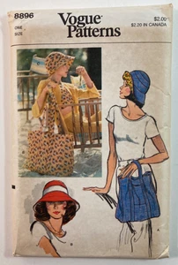 1974 Vogue Sewing Pattern 8896 Brimmed Hat & Tote Bag One Size Uncut FF - Picture 1 of 3