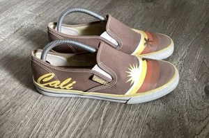 Skechers Shoes Womens Size 7.5 Slip On Canvas Sneakers Cali Sunset Palm Brown - Picture 1 of 10