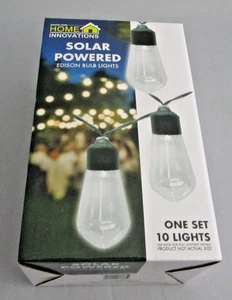 Solar String Lights 12 ft Outdoor Waterproof Patio Lights 10 LED Edison BulbsNEW - Picture 1 of 4
