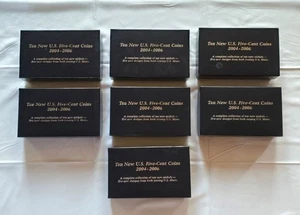 Group of 7 Ten New U.S. Five-Cent Coins 2004-2006 w/ FDC's in Original Boxes - Picture 1 of 2