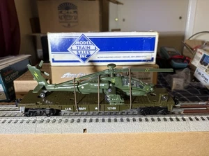 MTSI 12189/ MTW US ARMY Flatcar with U S ARMY Helicopter. "O" GAUGE, NEW, NICE!! - Picture 1 of 5
