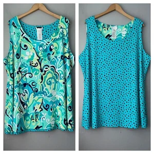 Susan Graver Plus Size 2X Reversible Liquid Knit Sleeveless Tunic Top Resort - Picture 1 of 10