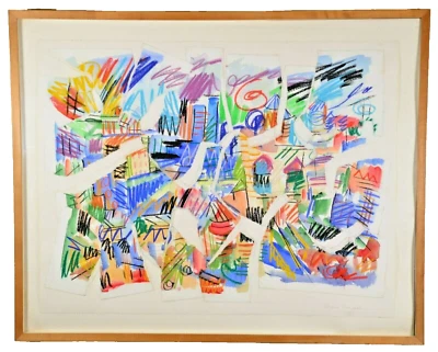 DIANE TANCHAK Original Vintage Signed Abstract Mixed Media Collage Oil Painting - Image 1 of 4