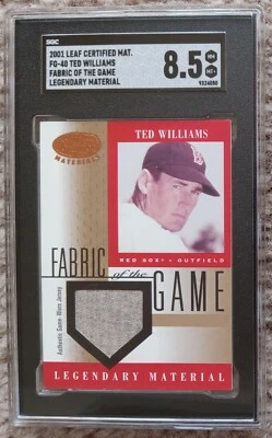 2001 Leaf Fabric Of The Game Legendary Material Ted Williams SGC 8,5 ¡Juego usado!! Foto 1 de 2