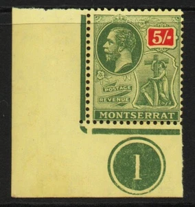 1916-22 Montserrat SG59 5/- Green & Red/Yellow Plate 1 Looks U/M (1522) - Picture 1 of 1
