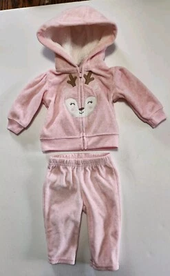 Just One You Carter's Baby Girl's Pink Fleece Sweatsuit Outfit Newborn NB - Image 1 of 4