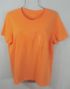 Michael Kors Women's Blouse Size L Orange MK Logo Top Shirt Pullover NWT - Picture 1 of 7