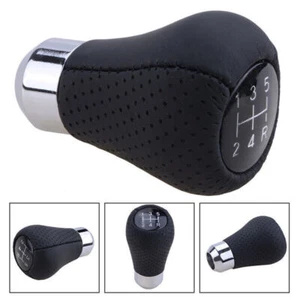 Perilla de cambio de marchas universal para automóvil palanca de cambios manual palanca mango cuero negro + - Imagen 1 de 6