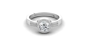 9.25 Ratti 8.00 Carat Zircon American Diamond Stone Adjustable Ring silver Plate - Picture 1 of 7
