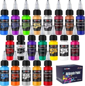 Airbrush Paint, 20 Colours Water-based Air brush Paint Kit, Opaque & - Picture 1 of 6