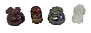 4 Vintage Glass Porcelain  Insulators Telegraph Electric  AAA Condition - Picture 1 of 12