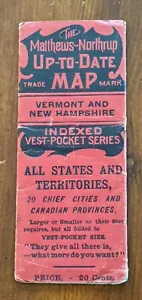 Original 1895 Vermont & New Hampshire Map by Matthews Northrup Co folding color - Picture 1 of 7