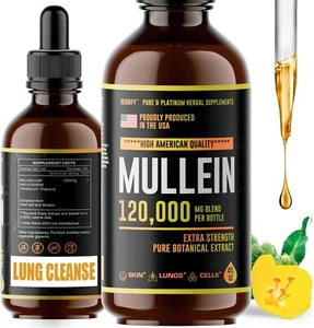 HERBIFY Mullein Drops - Lung Cleanse - Leaf Extract - Powerful Mullein for Immun - Picture 1 of 6
