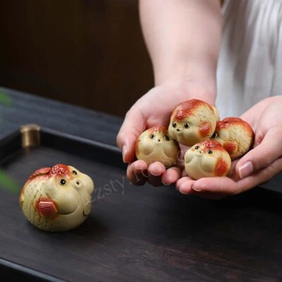 Lucky China Yixing Purple Sand Goldfish "鸿运当头" Tea Pet Tea Set Fragrant Insert - Image 1 of 4