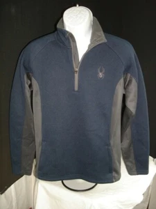Spyder Men’s Stryke Fleece Lined Blue/Gray 100% Poly 1/4 Zip Sweater Jacket Sz M - Picture 1 of 9