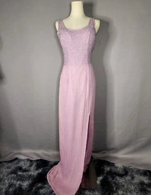 1990’s Cassandra Stone Lilac Beaded Prom Dress- Retro, Y2k, Pageant, Formal  - Image 1 of 4