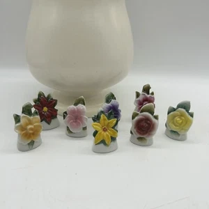 Vintage Porzellan Blume Tischkarte Foto Halter Set Commodore Made in Japan - Bild 1 von 6