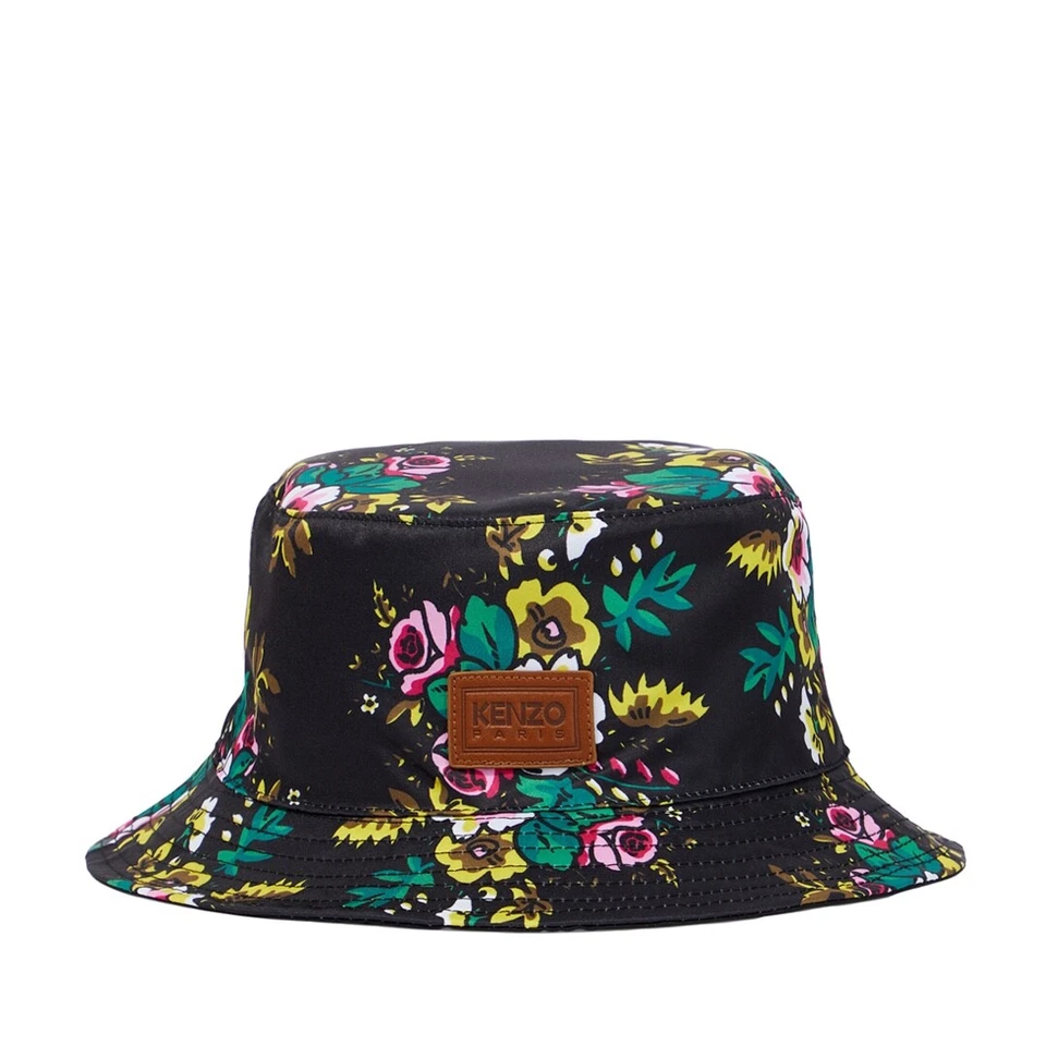Kenzo Reversible Floral & Black Satin Bucket Hat - Image 1 of 3