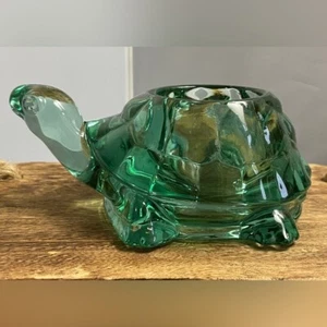 Vintage Indiana Glass Turtle Green  Votive Candle Holder Home Decor - Picture 1 of 9