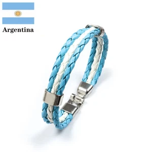2022 World Cup Qatar National Flag Weave Cheer Bracelet Wristband USA Mexico - Picture 1 of 13