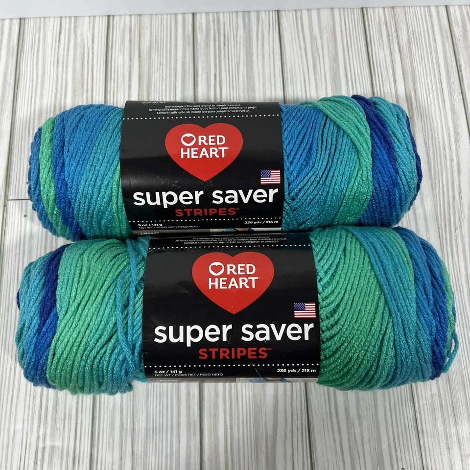 Red Heart Super Saver Variegated Cool Stripe 5 Oz 100 Acrylic Worst WT #4