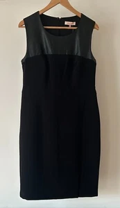 Diana Ferrari Size 12 Black Faux Leather Yoke Dress Brand New $180 - Picture 1 of 9