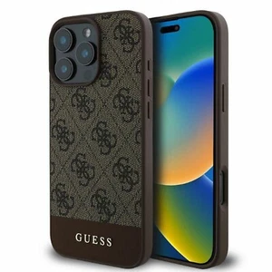 Funda rígida GUESS Apple iPhone 16 Pro diseño 4G Bottom Stripe funda protectora marrón - Imagen 1 de 5