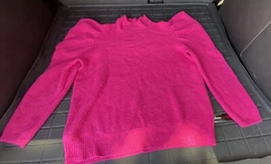 Scoop Sweater Womens Boucle Knit XXXL Size 22 Magenta Pink Balloon Sleeve EUC - Picture 1 of 10