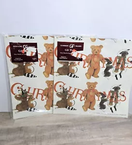 Gordon Fraser Vintage Woodland Critters Christmas Wrapping Paper Set Of 2 - Picture 1 of 13