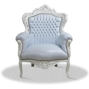 Barocksessel Sessel Weiß Armlehne Kunstleder Relaxsessel Fernsehsessel Royal Top - Bild 1 von 2